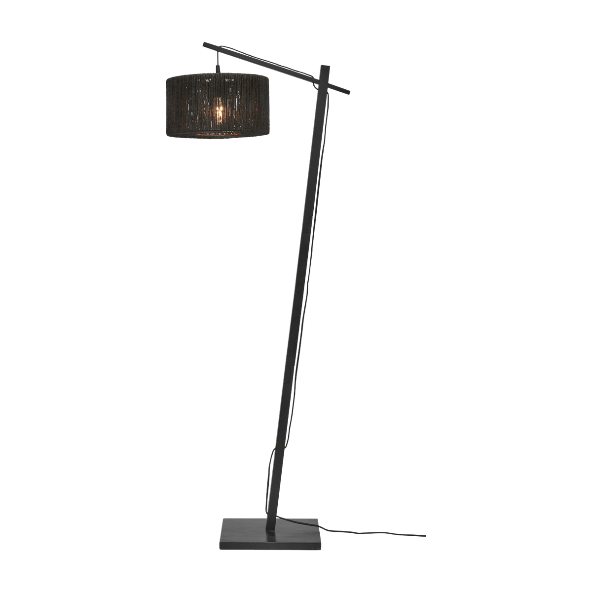 Lampadaire en bambou noir avec abat-jour en bois noir 150x30 cm Iguazu - Good & Mojo - The Cool Republic