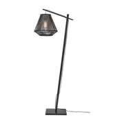 Lampadaire en bambou noir avec abat-jour en bois noir 150x30 cm Merapi - Good & Mojo - The Cool Republic