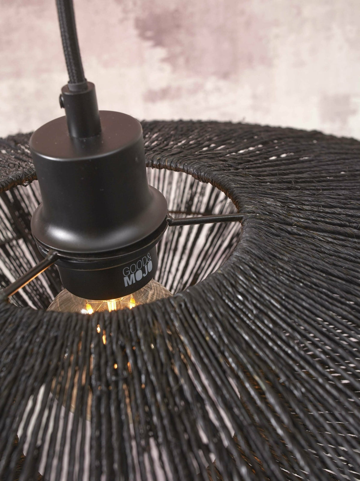 Floor Lamp Iguazu S Bamboo Bl. H.150Cm/Shade 40X12Cm Jute. Black - Good & Mojo - The Cool Republic