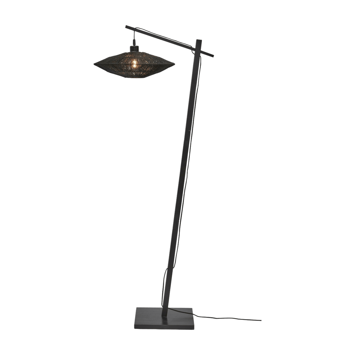 Lampadaire en bambou noir avec abat-jour en bois noir 150x40 cm Iguazu - Good & Mojo - The Cool Republic
