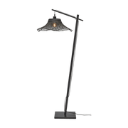 Lampadaire en bambou noir avec abat-jour en bois noir 150x50 cm Ibiza - Good & Mojo - The Cool Republic