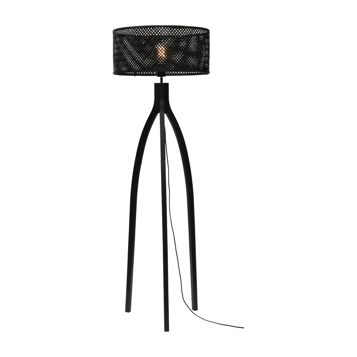 Lampadaire en bambou noir avec abat-jour en bois noir 150x50 cm Java - Good & Mojo - The Cool Republic