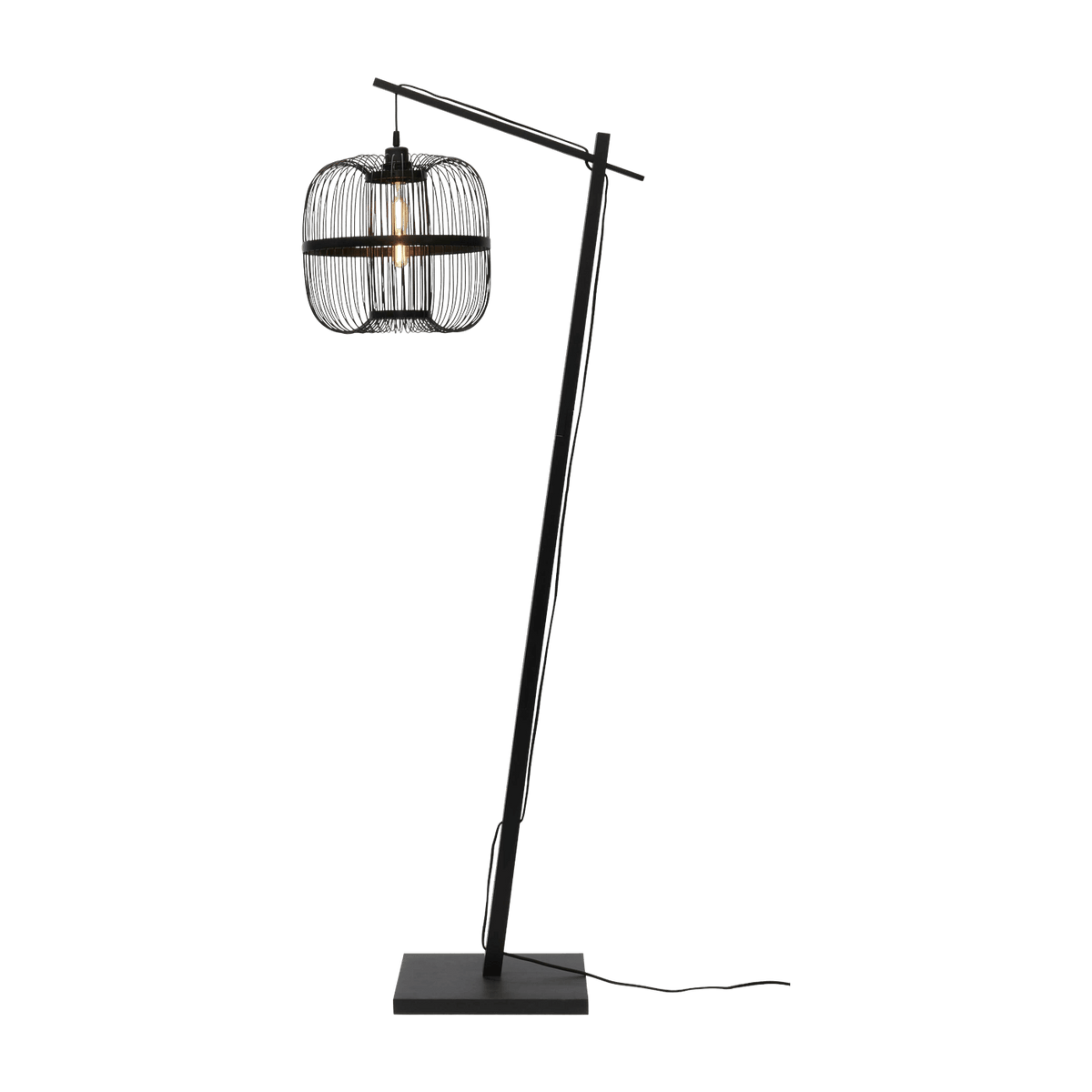 Lampadaire en bambou noir avec abat-jour en bois noir 176x38 cm Hokkaido - Good & Mojo - The Cool Republic
