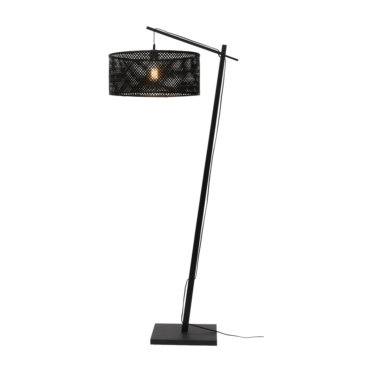 Lampadaire en bambou noir avec abat-jour en bois noir 176x50 cm Java - Good & Mojo - The Cool Republic
