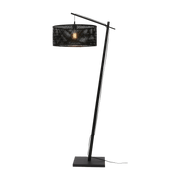 Lampadaire en bambou noir avec abat-jour en bois noir 176x50 cm Java - Good & Mojo - The Cool Republic
