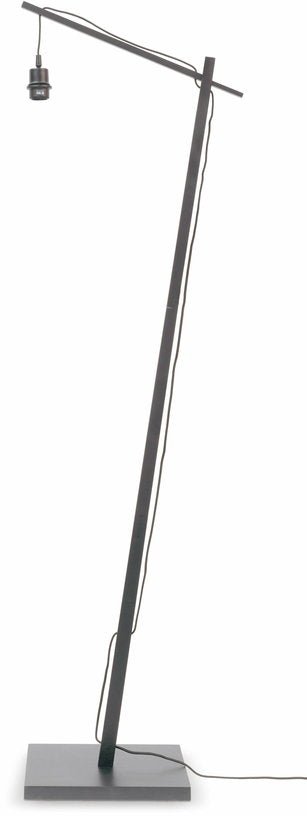 Lampadaire en bambou noir avec abat-jour en bois noir 176x65 cm Ibiza - Good & Mojo - The Cool Republic