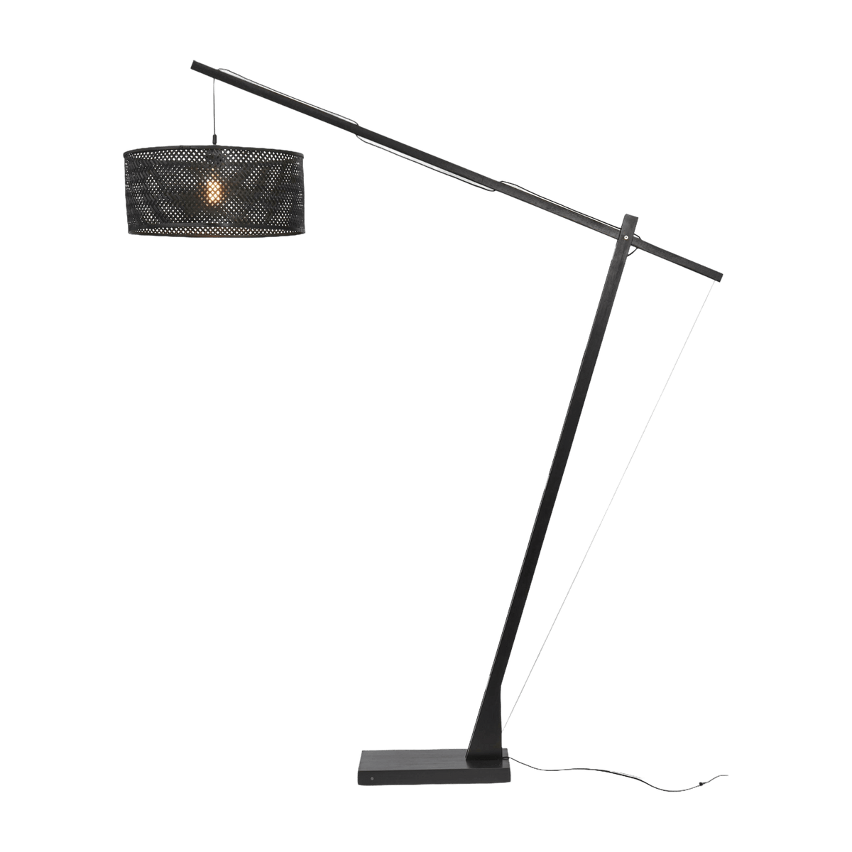 Lampadaire en bambou noir avec abat-jour en bois noir 207x50 cm Java - Good & Mojo - The Cool Republic
