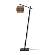 Lampadaire en bambou noir avec abat-jour en bois noir et naturel 150x25 cm Bhutan - Good & Mojo - The Cool Republic