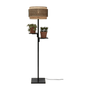 Lampadaire en bambou noir avec abat-jour en bois noir et naturel 160x40 cm Bhoutan - Good & Mojo - The Cool Republic
