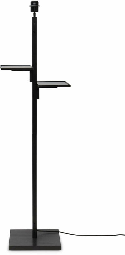 Lampadaire en bambou noir avec abat-jour en bois noir et naturel 160x40 cm Bhoutan - Good & Mojo - The Cool Republic