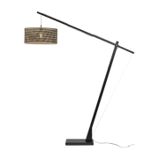 Lampadaire en bambou noir avec abat-jour en bois noir et naturel 207x50 cm Java - Good & Mojo - The Cool Republic