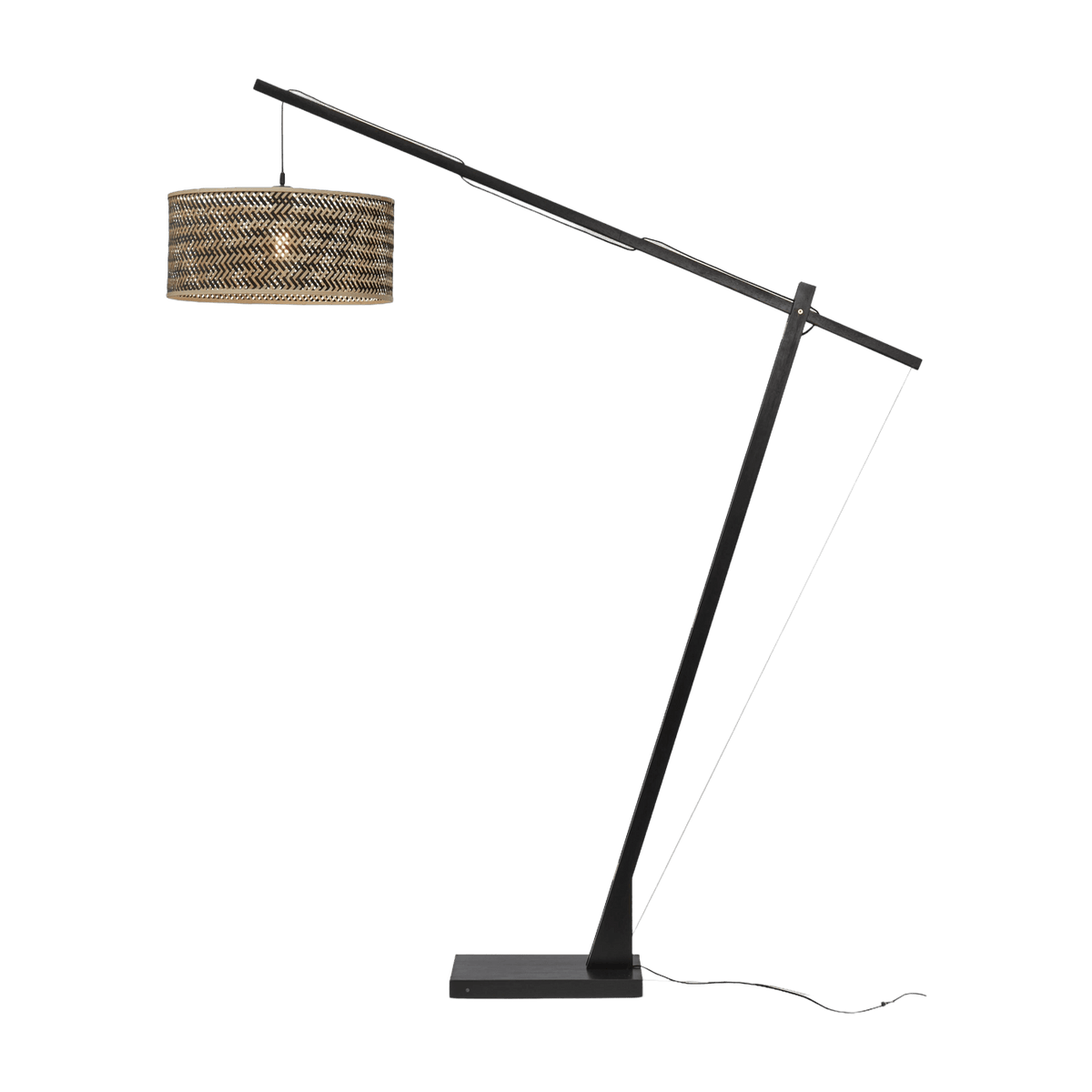 Lampadaire en bambou noir avec abat-jour en bois noir et naturel 207x50 cm Java - Good & Mojo - The Cool Republic