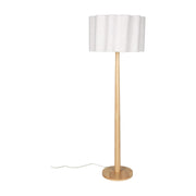 Lampadaire en bois d’hévéa et tissu blanc 149cm Scallop - Dutchbone