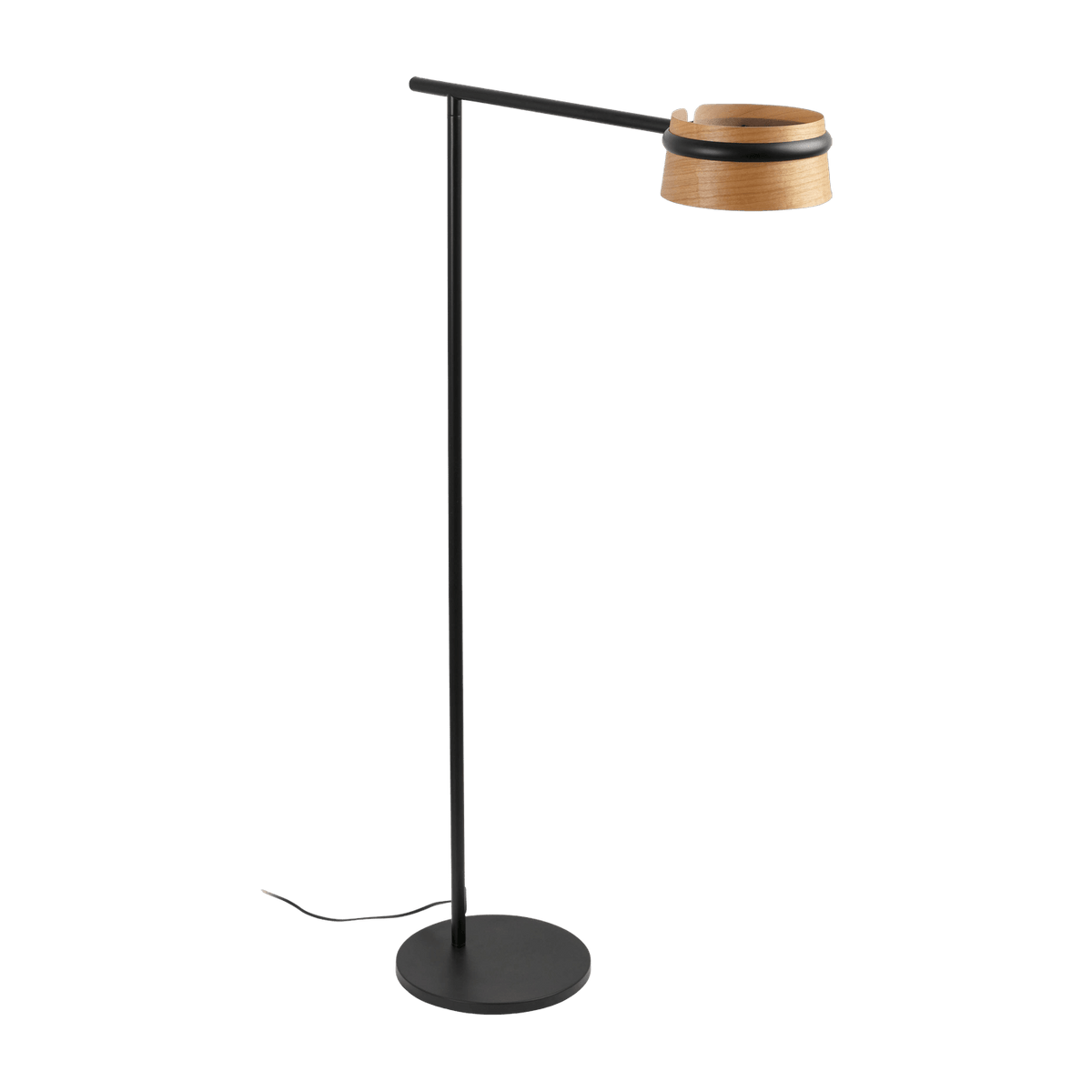 Lampadaire en bois et métal noir Loop - Faro Barcelona - The Cool Republic