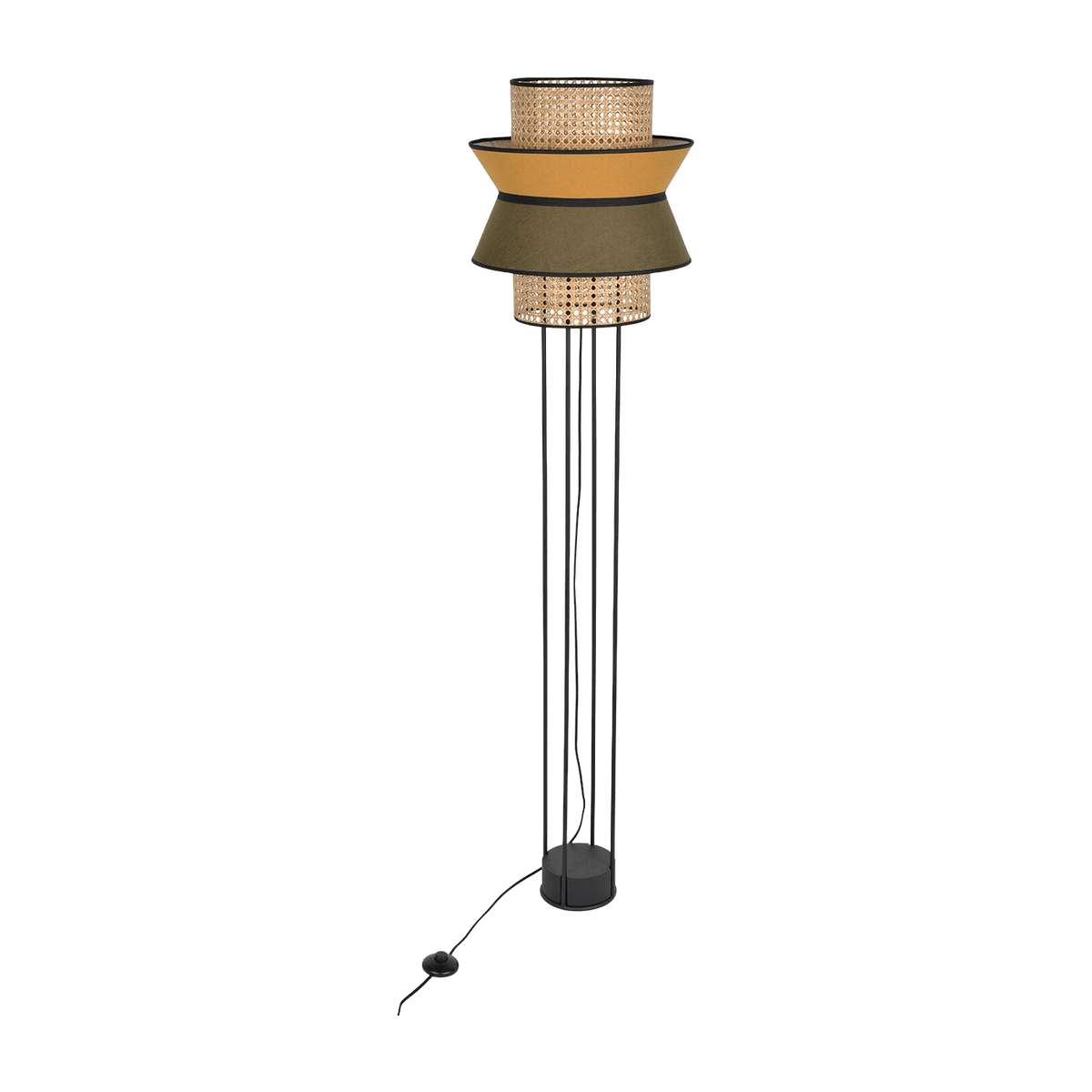 Lampadaire en cannage kaki et curry 40 cm Singapour - Market set - The Cool Republic