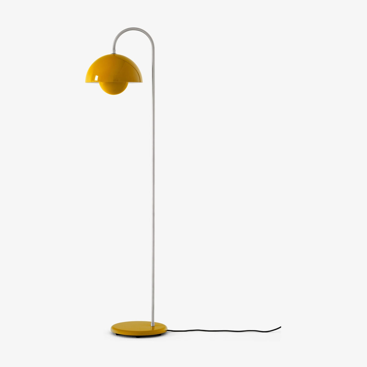 Lampadaire en chrome et acier peint jaune moutarde 122cm Flowerpot VP12 - &tradition