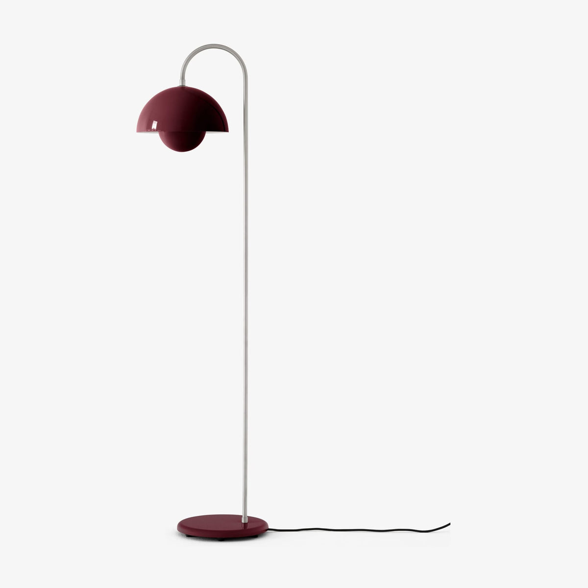 Lampadaire en chrome et acier peint prune 122cm Flowerpot VP12 - &tradition