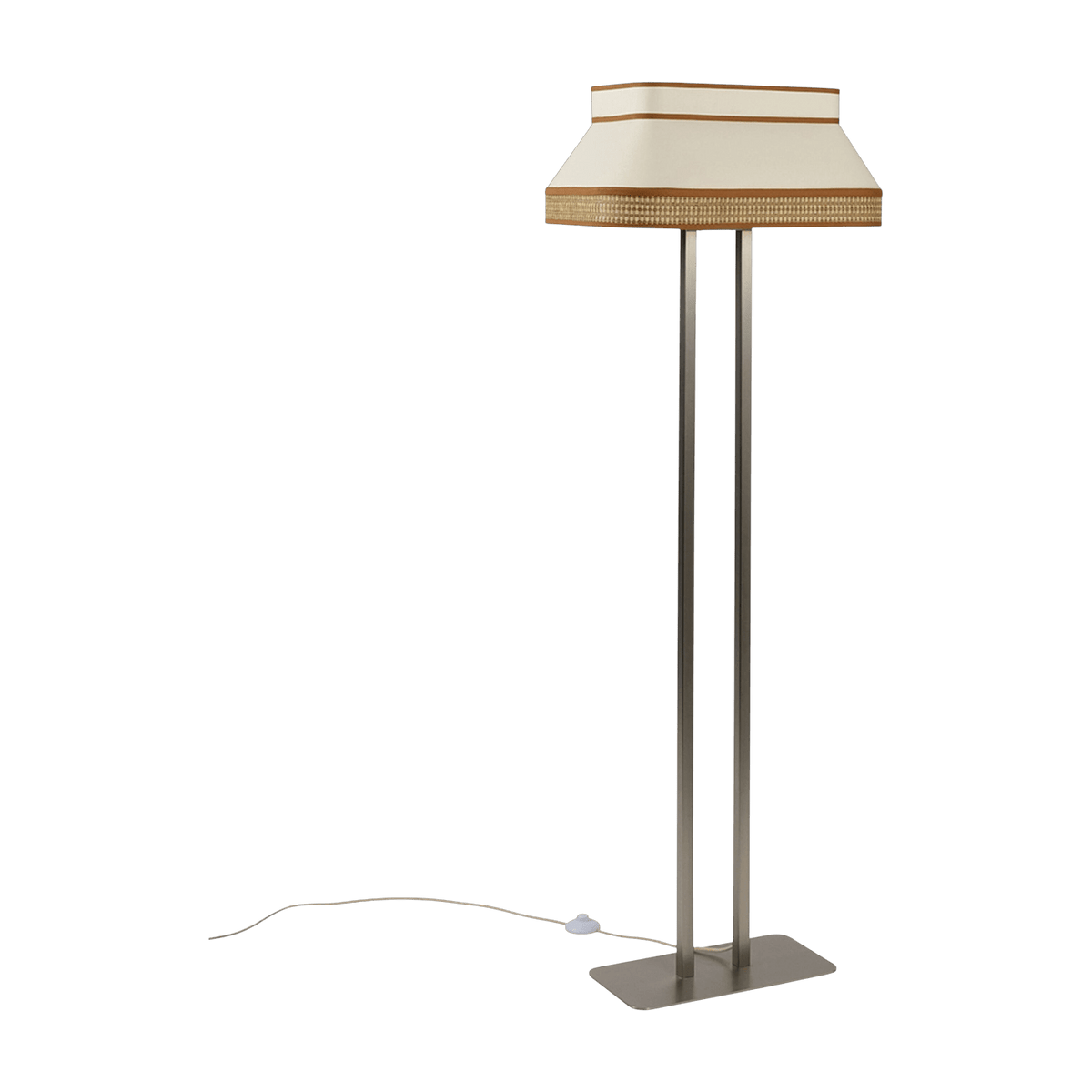 Lampadaire en coton et papier beige crème Square - Market Set - The Cool Republic