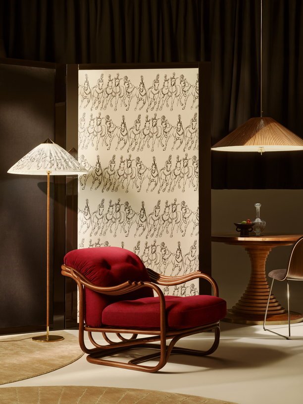 Lampadaire en laiton et tissu Edition Spéciale Garro Modèle 9602 - Gubi - The Cool Republic
