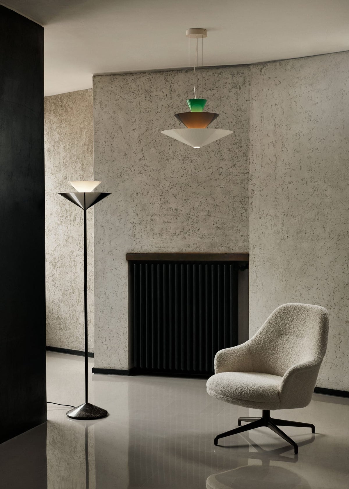 Lampadaire en marbre et chrome foncé gris 150cm Gio LN28 - &tradition — vue 6