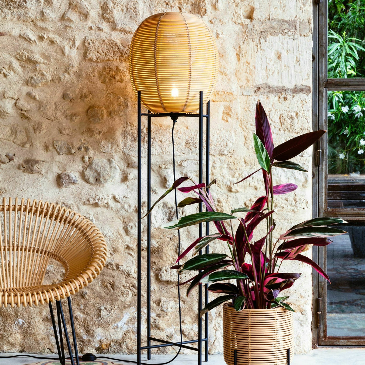 Lampadaire en rotin 115 cm Sari - Vincent Sheppard - The Cool Republic