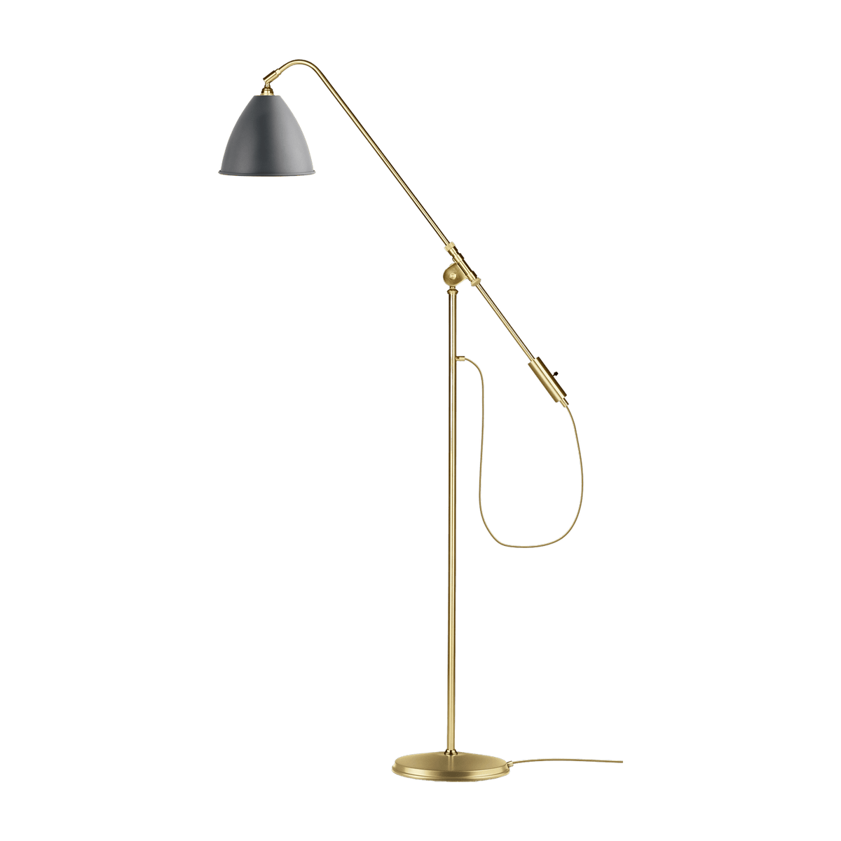 Lampadaire gris base dorée en laiton BL4 - Gubi - The Cool Republic