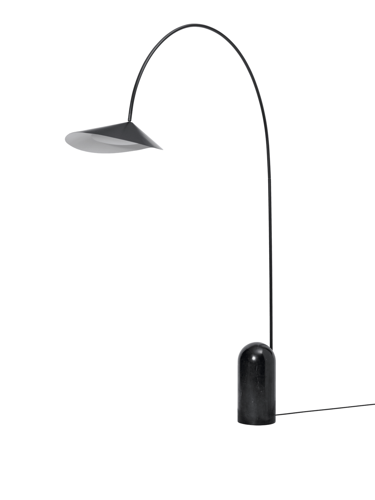 Lampadaire incurvé en marbre et acier noir Arum - Ferm Living - The Cool Republic