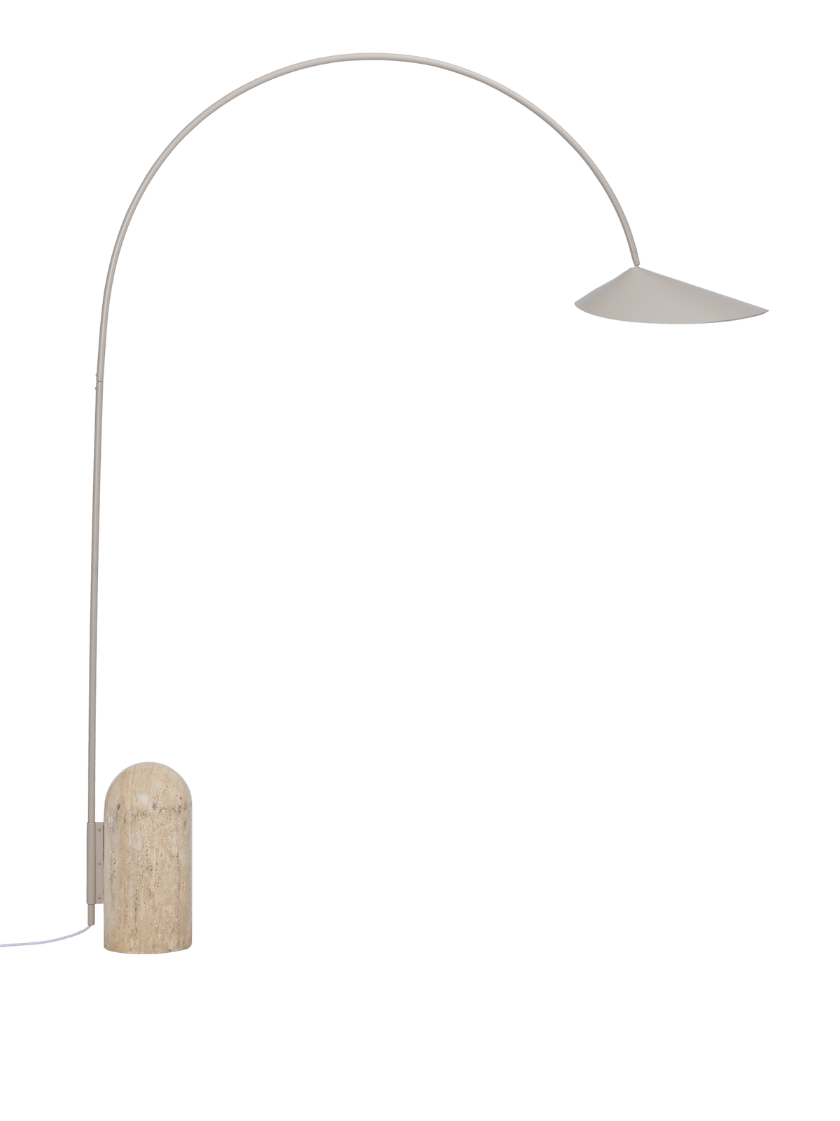 Lampadaire incurvé en travertin et acier beige Arum - Ferm Living - The Cool Republic