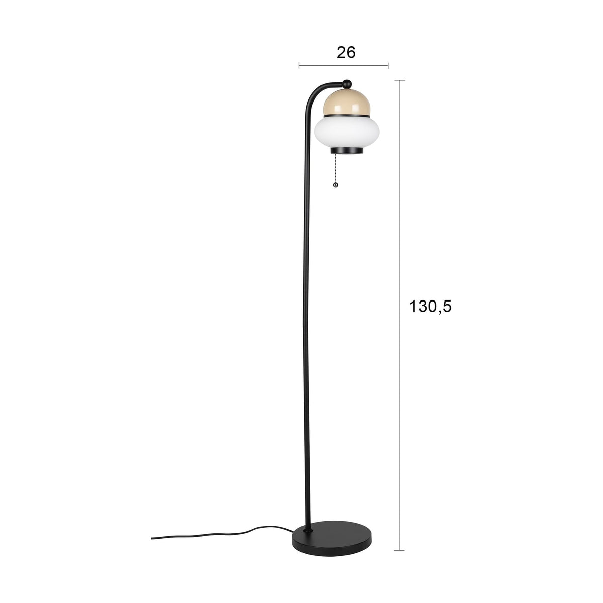 Lampadaire liseuse en métal noir et abat-jour en verre opalin beige 130,5cm Bumble - Zuiver — vue 12