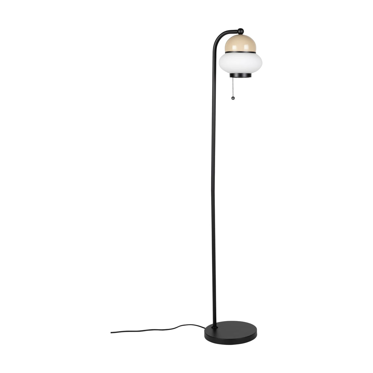 Lampadaire liseuse en métal noir et abat-jour en verre opalin beige 130,5cm Bumble - Zuiver
