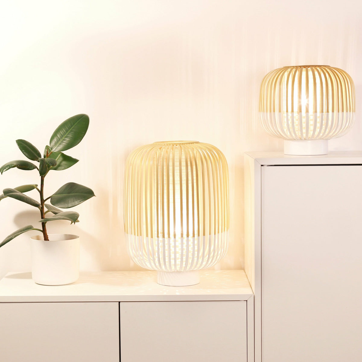 Lampe à poser blanche M Bamboo - Forestier - The Cool Republic