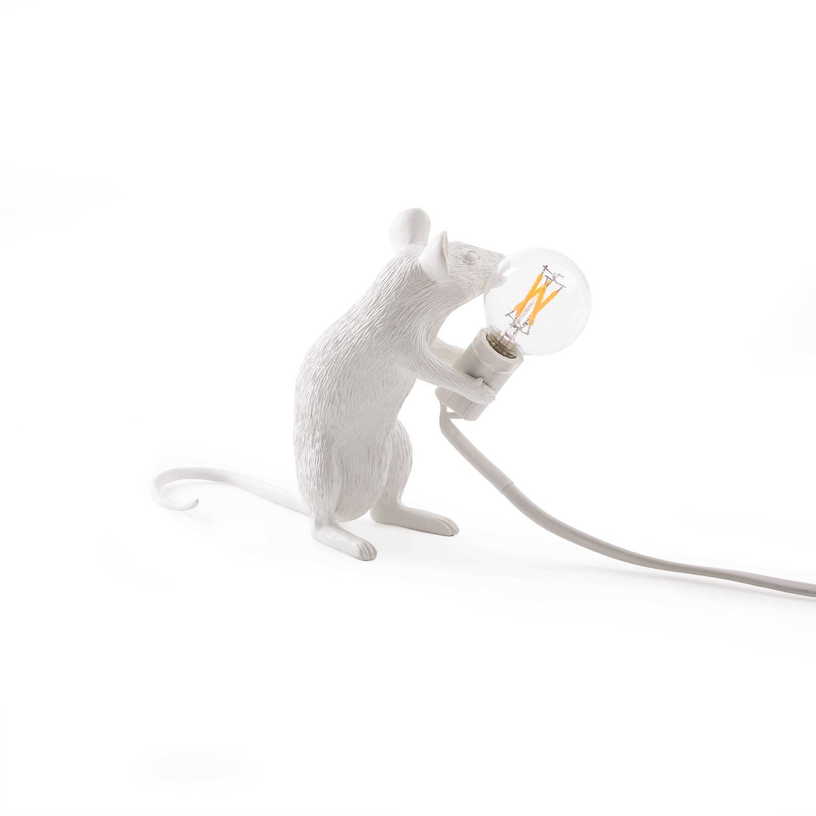 Lampe à poser blanche souris assise nouvelle version 15 cm USB Mouse - Seletti - The Cool Republic