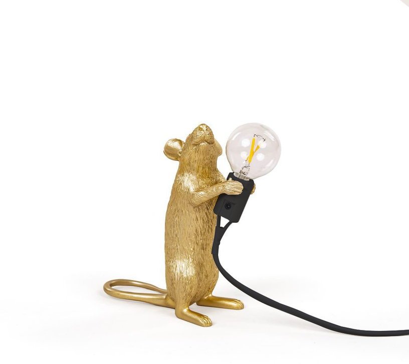 Lampe à poser doré et noir 13 x 14,5 cm Mouse debout - Seletti - The Cool Republic