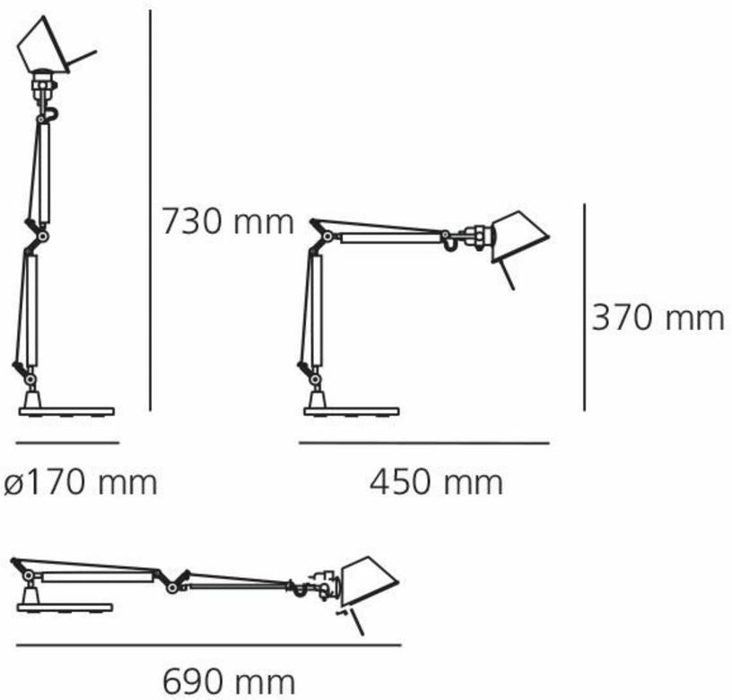 Lampe à poser en aluminium poli Tolomeo Micro table - Artemide - The Cool Republic