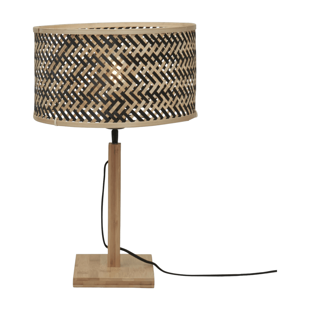 Lampe à poser en bambou naturel avec abat-jour noir et naturel 32x38 cm Java - Good & Mojo - The Cool Republic