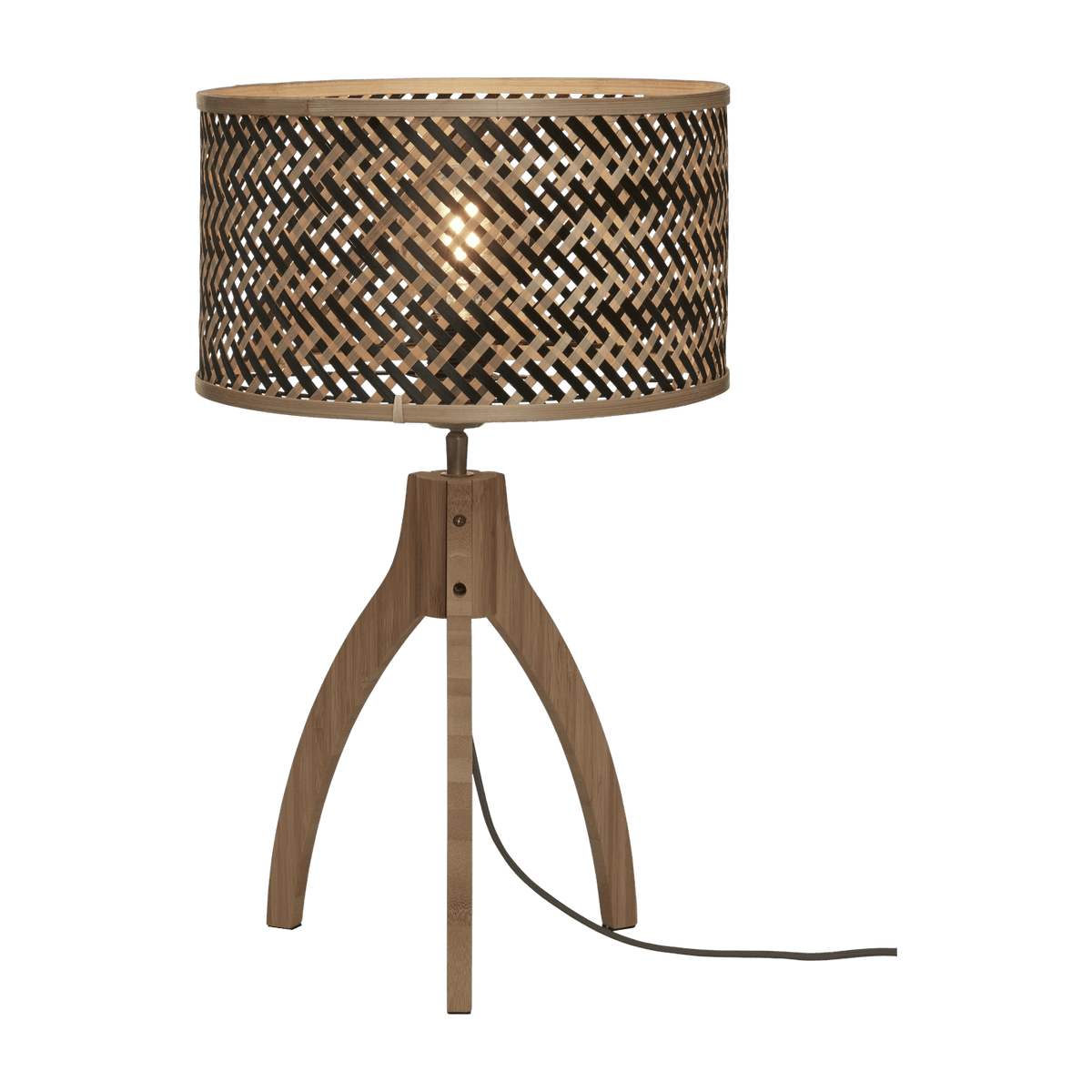 Lampe à poser en bambou naturel avec abat-jour noir et naturel 32x43 cm Java - Good & Mojo - The Cool Republic