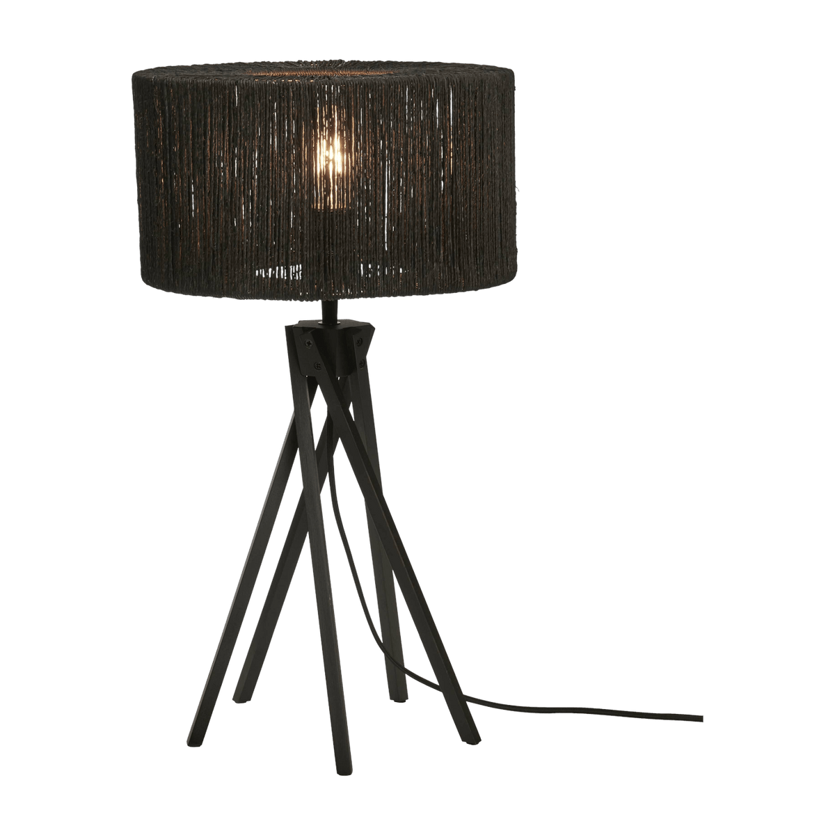 Lampe à poser en bambou noir avec abat-jour en rotin noir 30x45 cm Iguazu - Good & Mojo - The Cool Republic