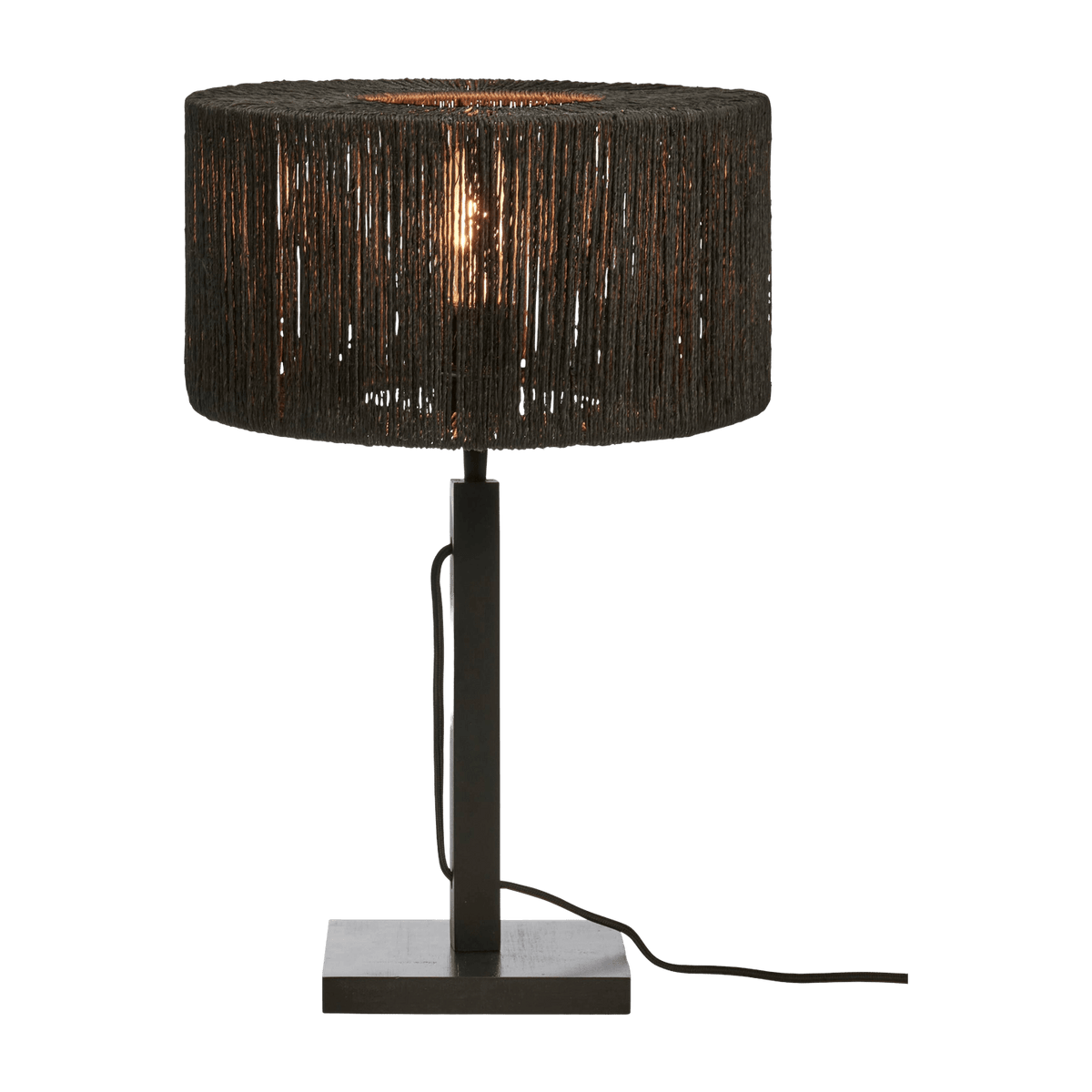 Lampe à poser en bambou noir avec abat-jour noir 30x37 cm Iguazu - Good & Mojo - The Cool Republic