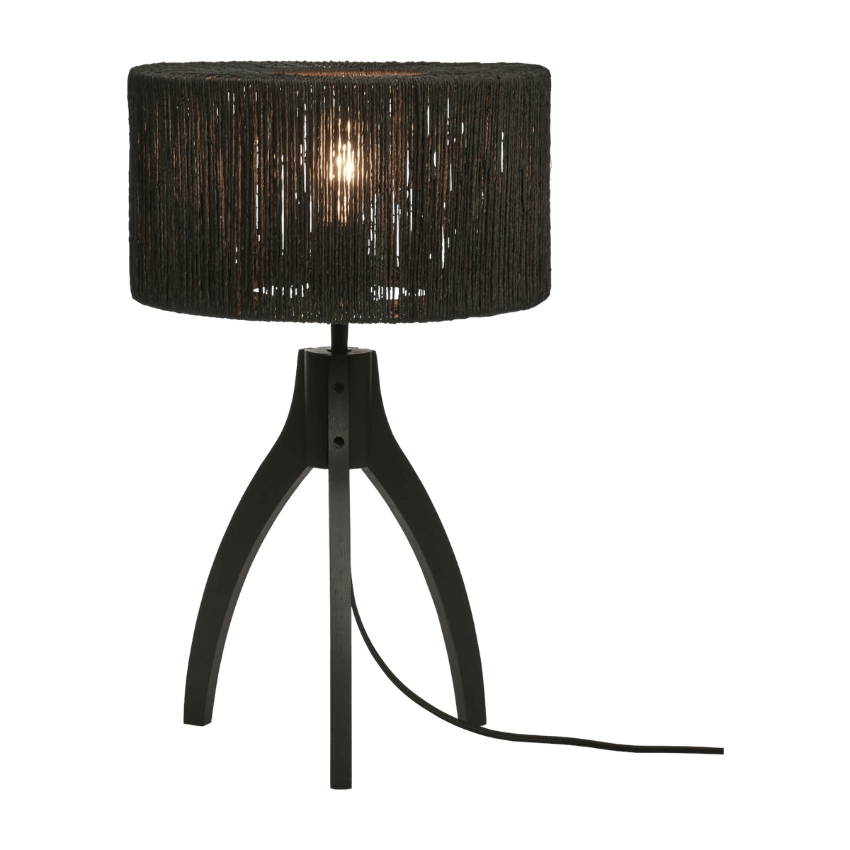 Lampe à poser en bambou noir avec abat-jour noir 30x40 cm Iguazu - Good & Mojo - The Cool Republic