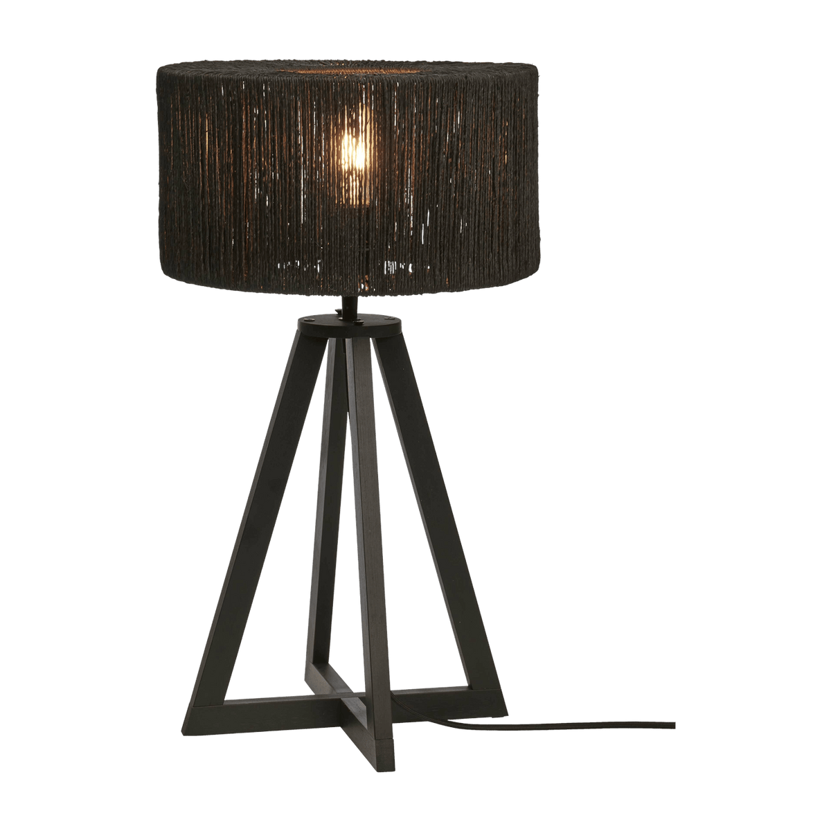 Lampe à poser en bambou noir avec abat-jour noir 30x45 cm Iguazu - Good & Mojo - The Cool Republic