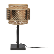 Lampe à poser en bambou noir avec abat-jour rond noir et naturel 25x20 cm Bhutan - Good & Mojo - The Cool Republic