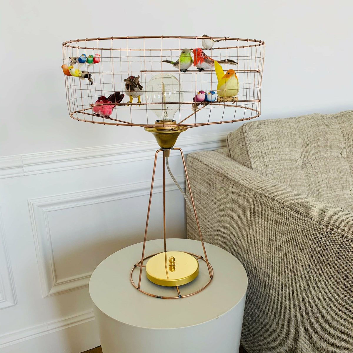Lampe à poser en cuivre 53 cm Volière Tambour - Mathieu Challières - The Cool Republic