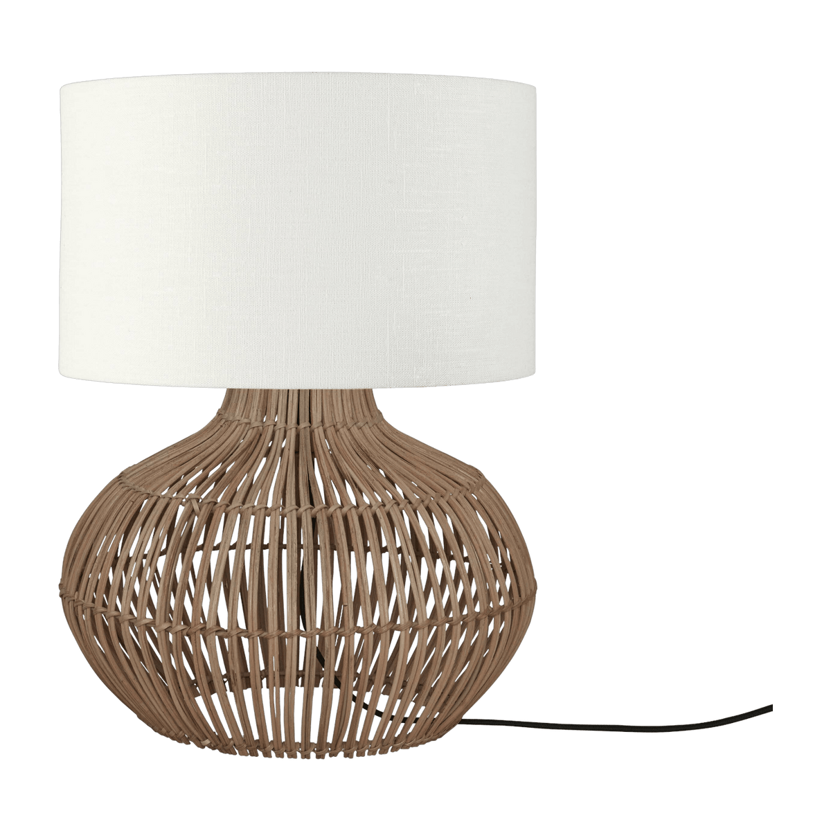 Lampe à poser en rotin avec abat-jour en lin blanc 32x20cm Kalahari - Good & Mojo - The Cool Republic