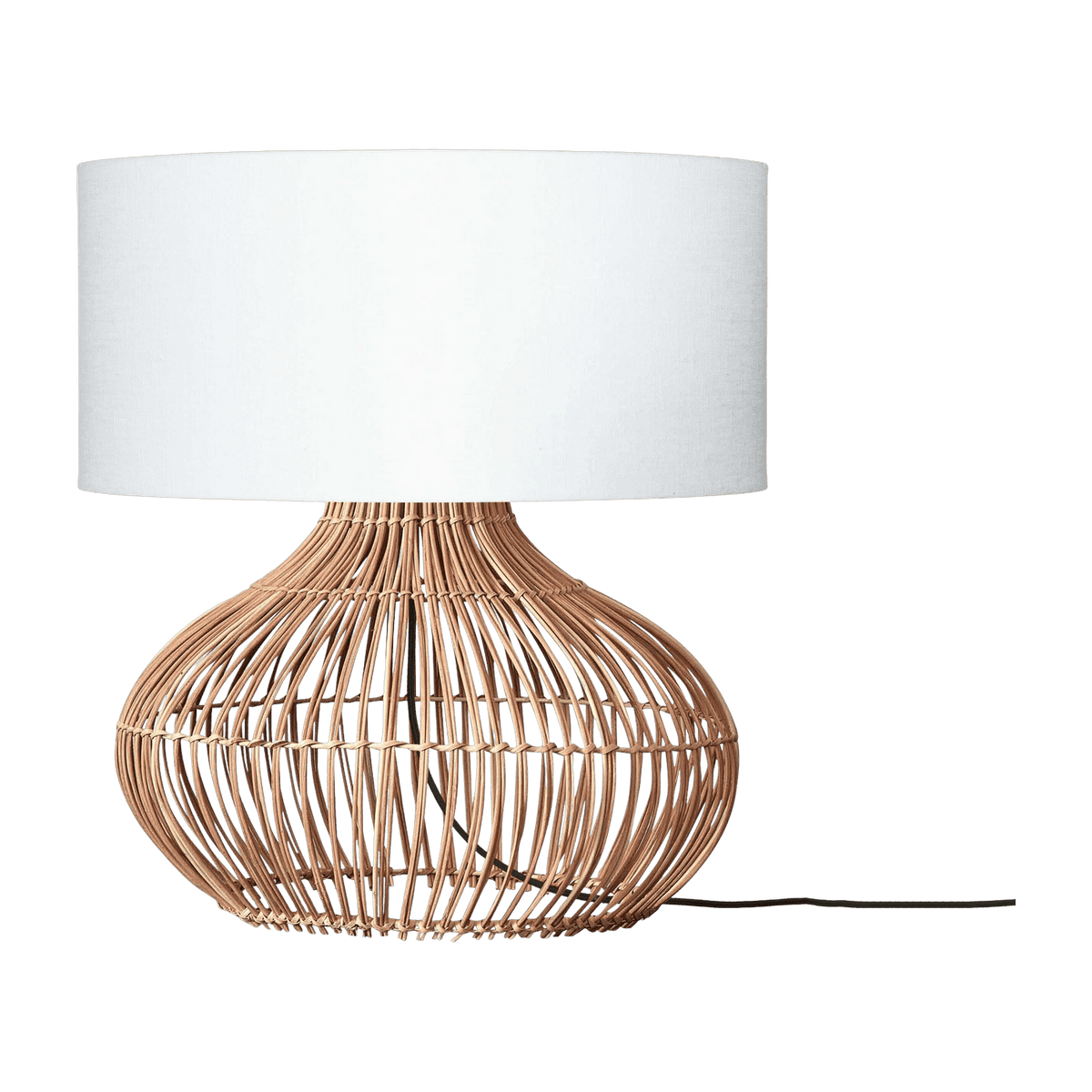 Lampe à poser en rotin avec abat-jour en lin blanc 47x23cm Kalahari - Good & Mojo - The Cool Republic