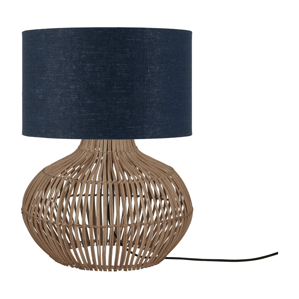 Lampe à poser en rotin avec abat-jour en lin bleu 32x20cm Kalahari - Good & Mojo - The Cool Republic