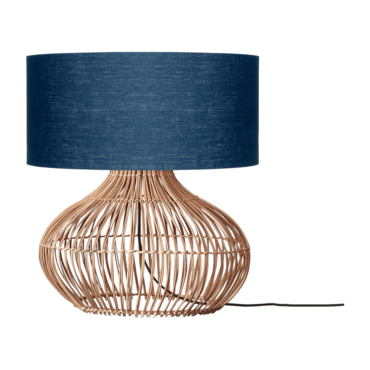 Lampe à poser en rotin avec abat-jour en lin bleu 47x23cm Kalahari - Good & Mojo - The Cool Republic