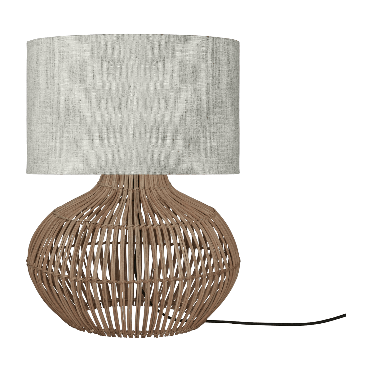 Lampe à poser en rotin avec abat-jour en lin foncé 32x20cm - Good & Mojo - The Cool Republic
