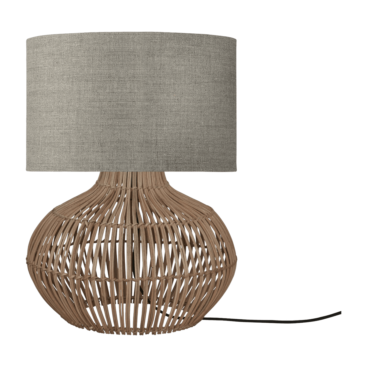 Lampe à poser en rotin avec abat-jour en lin foncé 32x20cm Kalahari - Good & Mojo - The Cool Republic