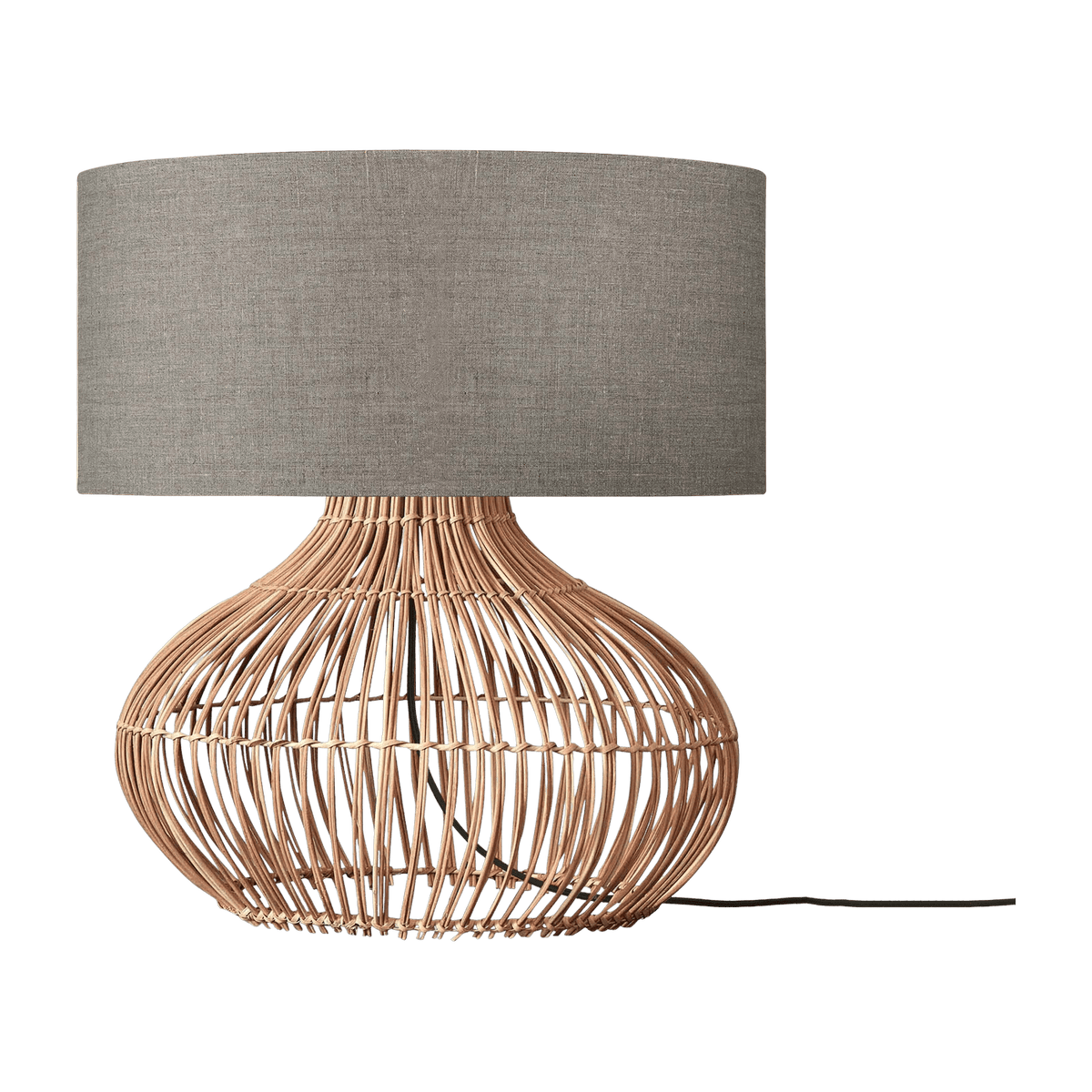Lampe à poser en rotin avec abat-jour en lin foncé 47x23cm Kalahari - Good & Mojo - The Cool Republic