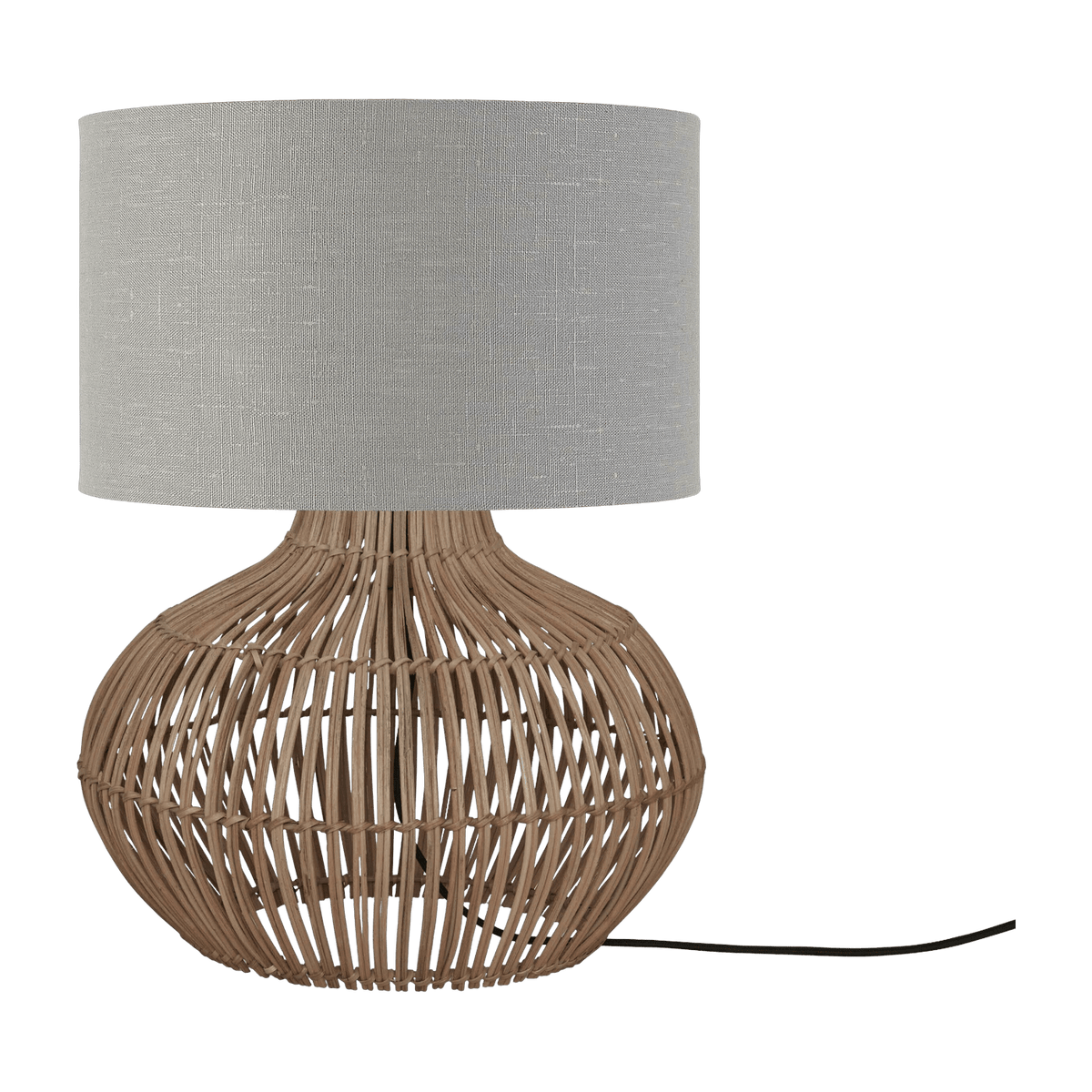 Lampe à poser en rotin avec abat-jour en lin gris 32x20cm - Good & Mojo - The Cool Republic